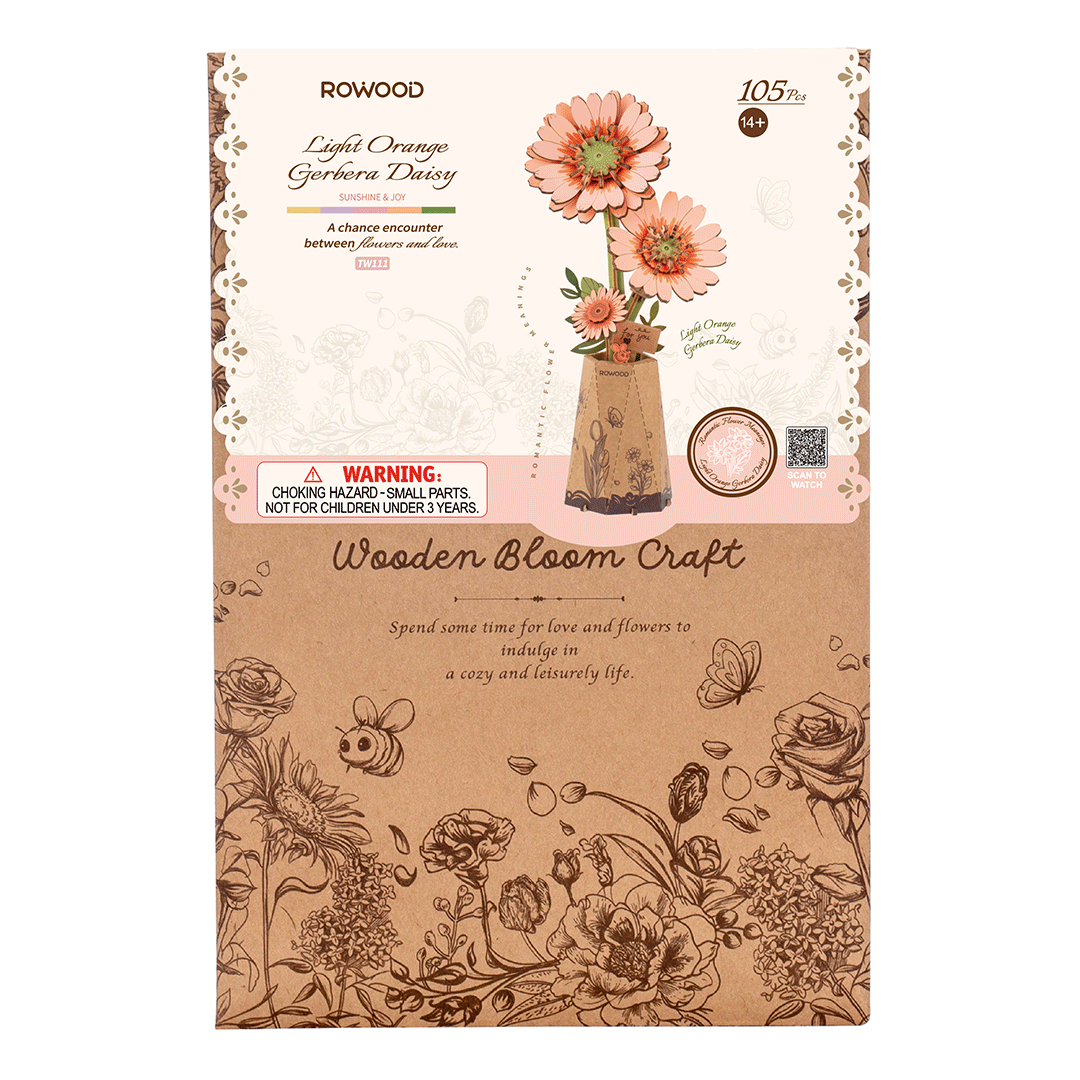 Rowood Light Orange Gerbera Wooden Flower