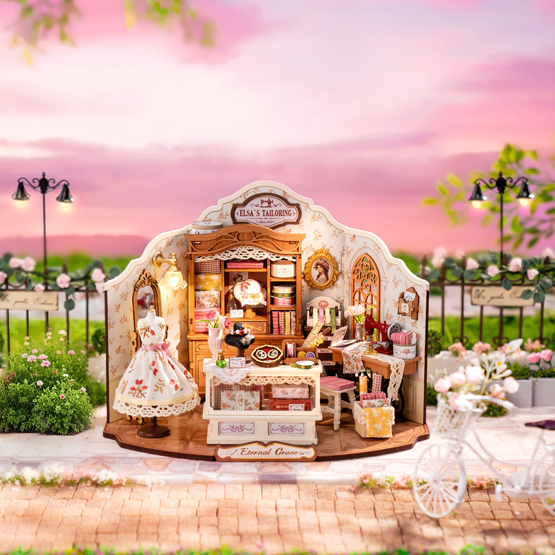 Rolife Elsa's Tailoring – Μινιατούρα Vintage Ραφείο με LED - Image 2