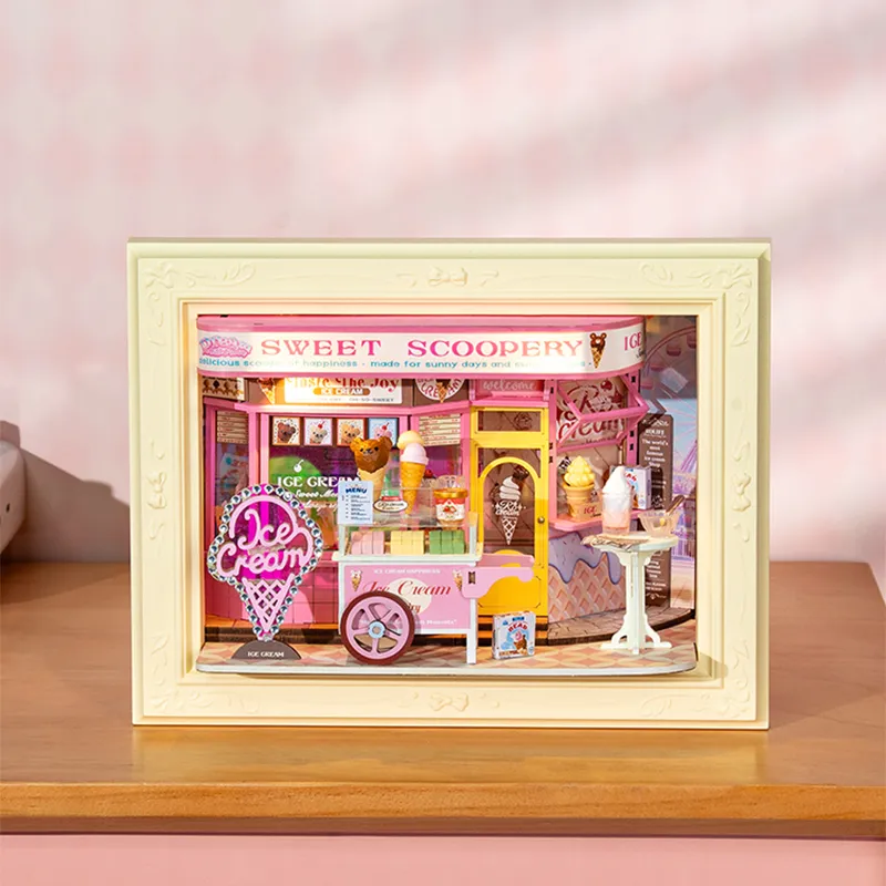 Rolife Sweet Scoopery Ice Cream – Μινιατούρα Παγωτατζίδικο Story Frame με LED - Image 2