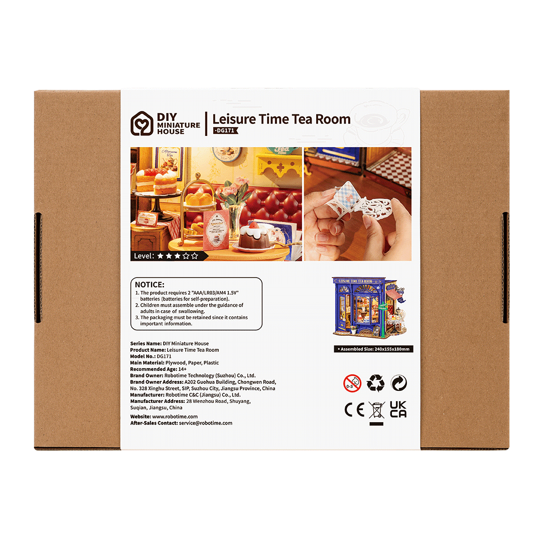 Rolife Leisure Time Tea Room DG171 ολοκληρωμένη φωτιζόμενη DIY μινιατούρα