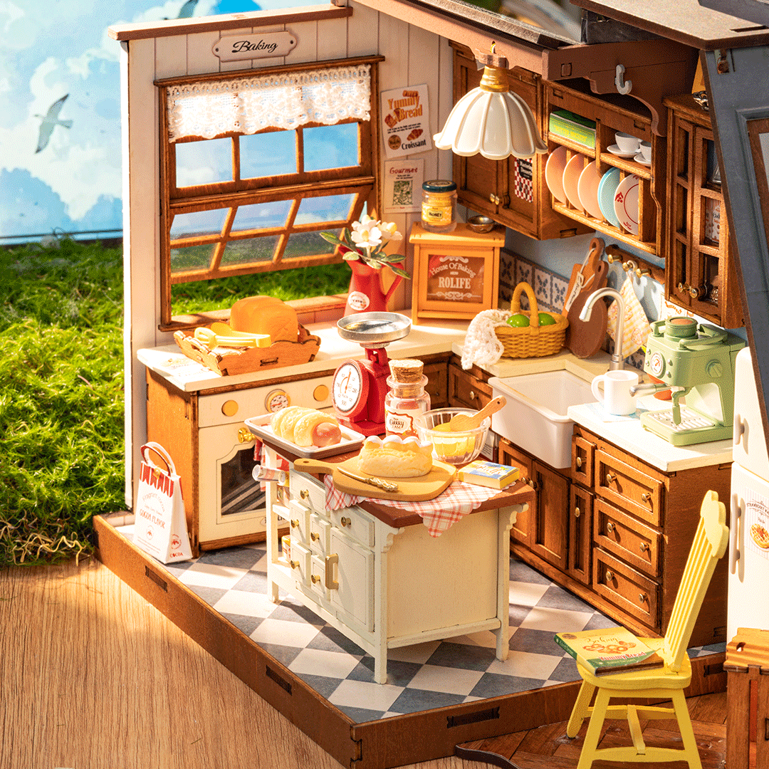 Vintage ντουλάπια και εσωτερικό Rolife Baking Kitchen DG172