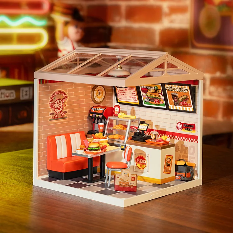 Rolife Yum Yum Burgers – DIY Μινιατούρα Burger Shop με LED - Image 2