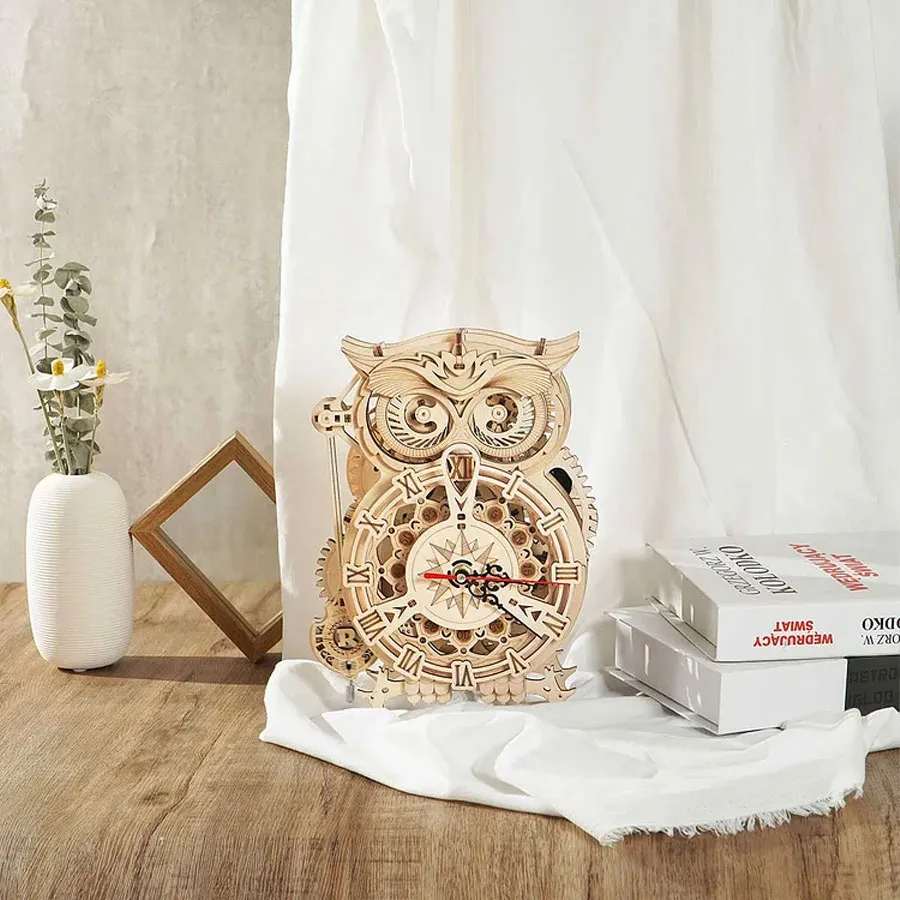 ROKR Owl Clock – Μηχανικό Ξύλινο Ρολόι Κουκουβάγια - Image 3