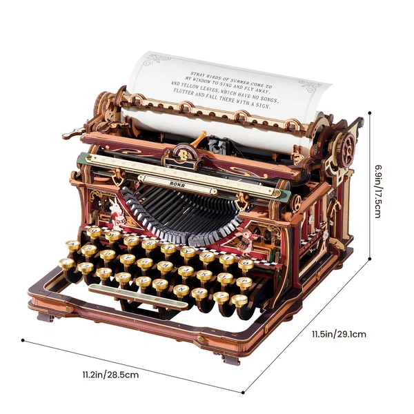 ROKR Mechanical Typewriter Magic Version – Μηχανική Γραφομηχανή 3D Ξύλινο Puzzle - Image 7