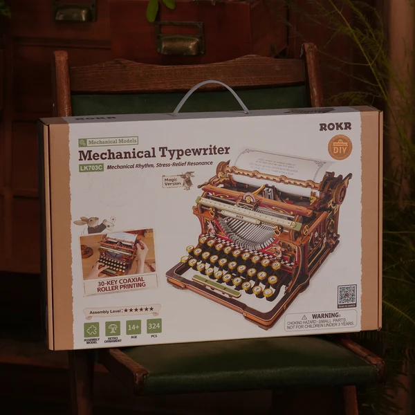 ROKR Mechanical Typewriter Magic Version LK703C λειτουργική ξύλινη γραφομηχανή