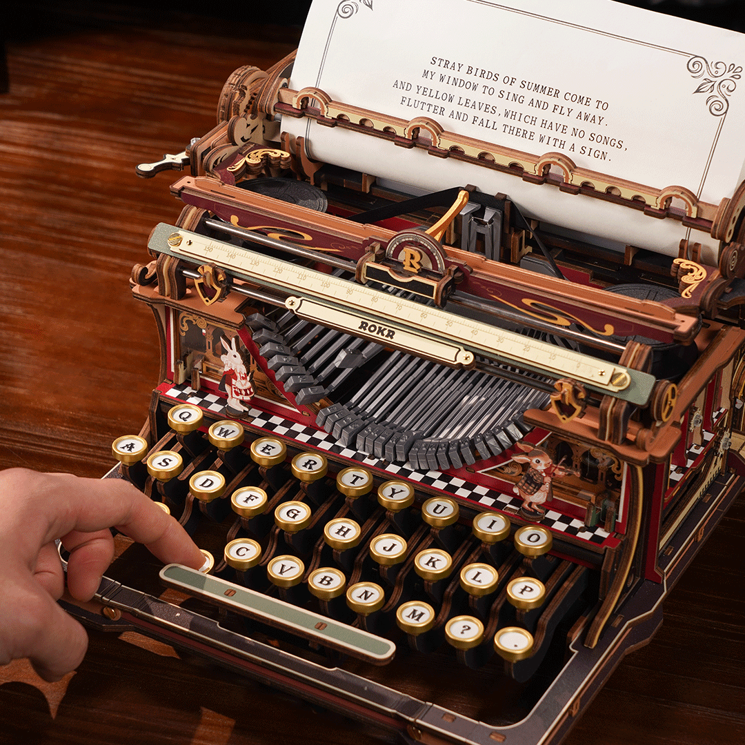 ROKR Mechanical Typewriter Magic Version – Μηχανική Γραφομηχανή 3D Ξύλινο Puzzle - Image 5