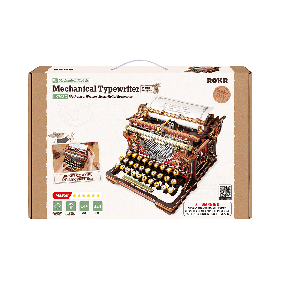 ROKR Mechanical Typewriter Magic Version – Μηχανική Γραφομηχανή 3D Ξύλινο Puzzle - Image 8