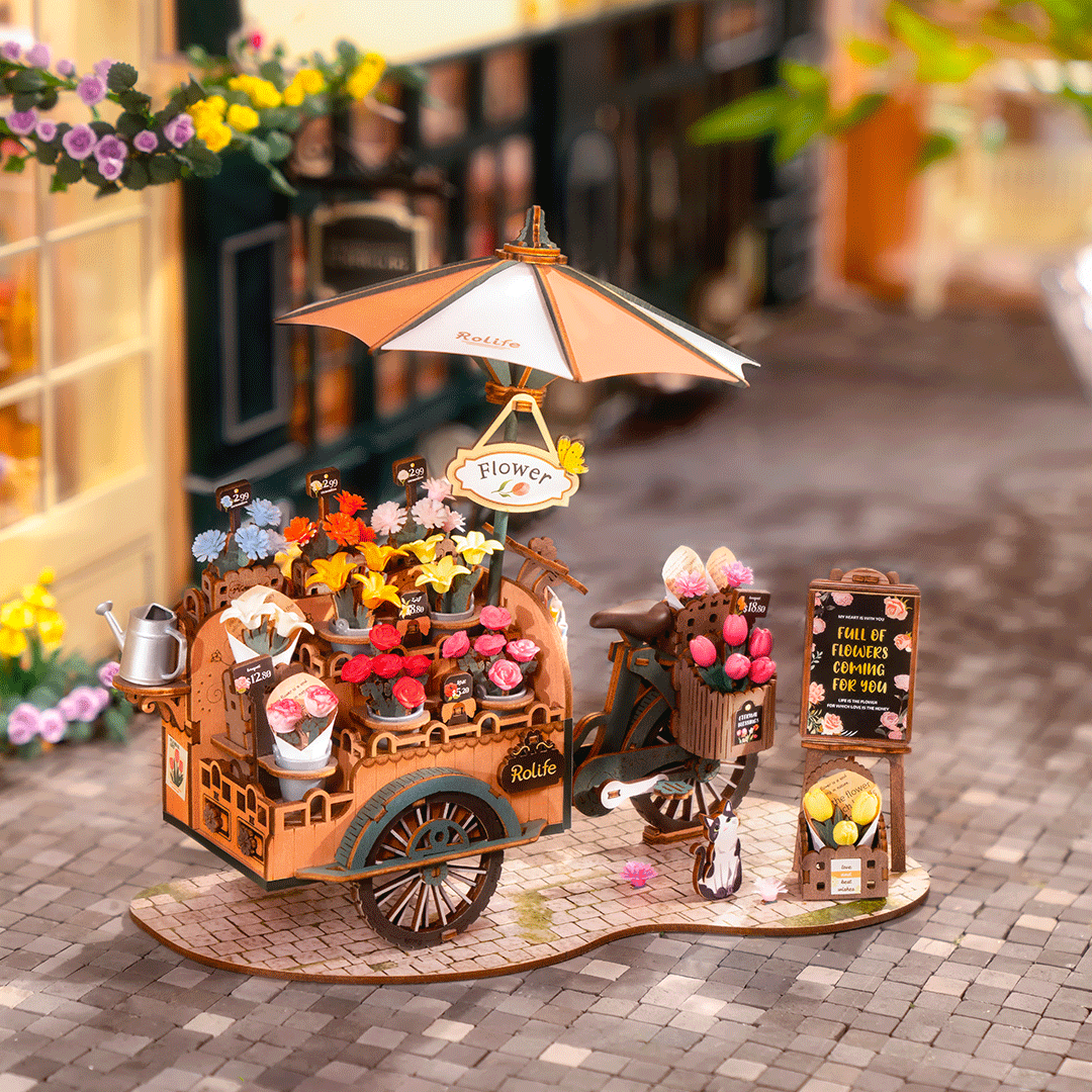 Rolife Blossom Cart – Ξύλινο 3D Puzzle Ανθοπωλείο με Καρότσι - Image 2