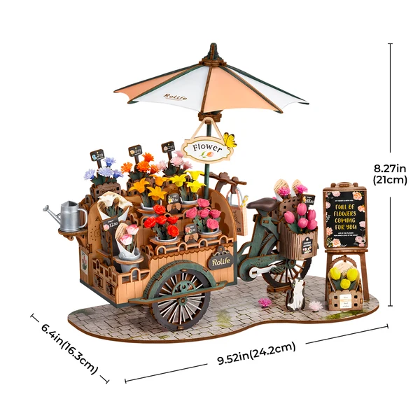Rolife Blossom Cart – Ξύλινο 3D Puzzle Ανθοπωλείο με Καρότσι - Image 11