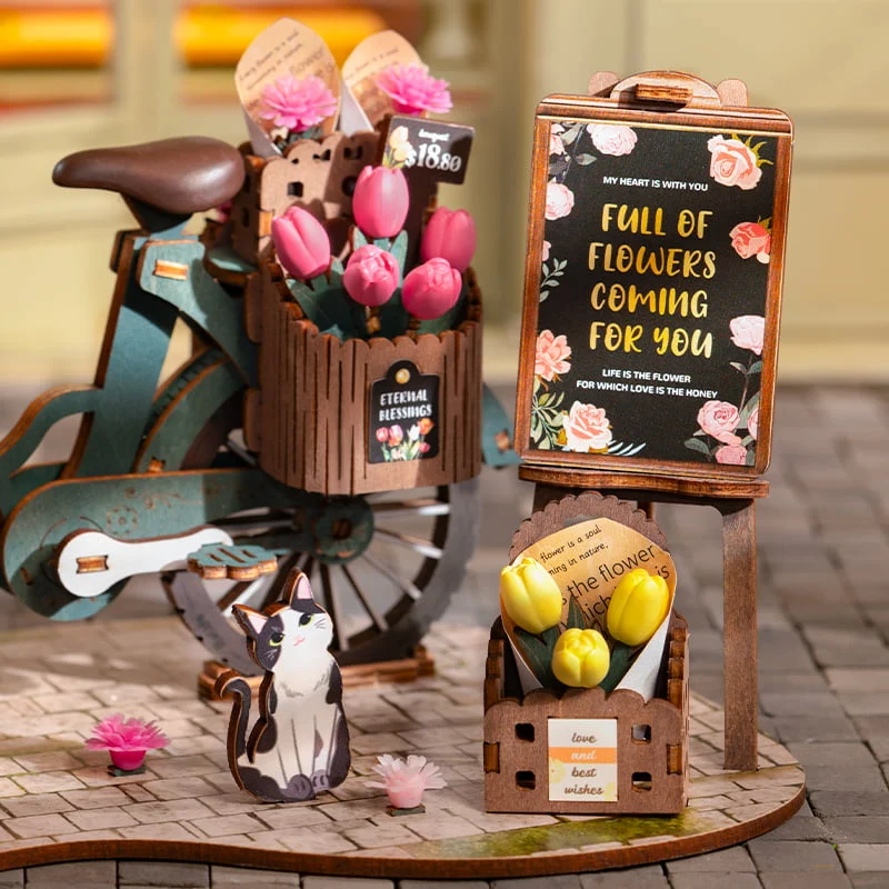 Rolife Blossom Cart – Ξύλινο 3D Puzzle Ανθοπωλείο με Καρότσι - Image 7