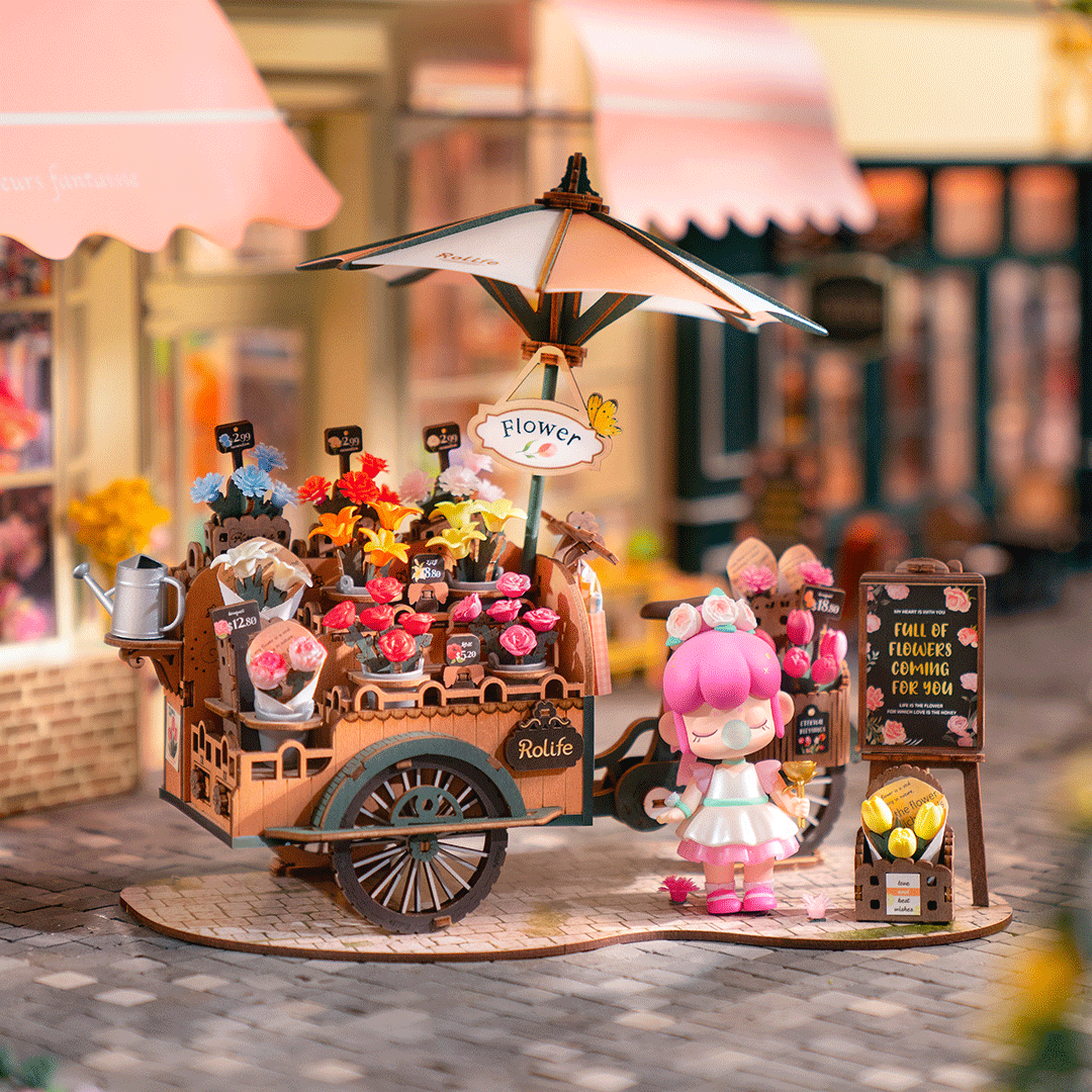 Rolife Blossom Cart – Ξύλινο 3D Puzzle Ανθοπωλείο με Καρότσι - Image 3