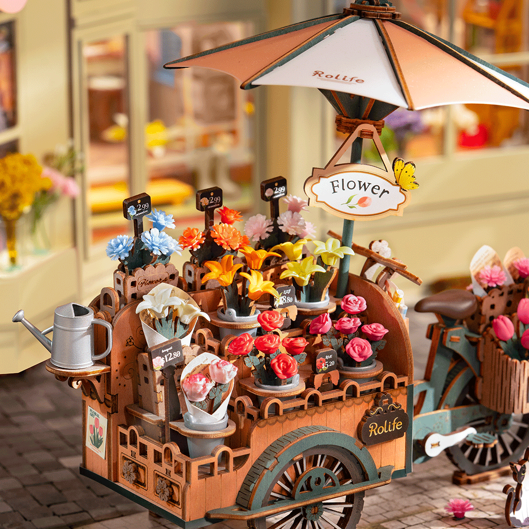Rolife Blossom Cart – Ξύλινο 3D Puzzle Ανθοπωλείο με Καρότσι - Image 4