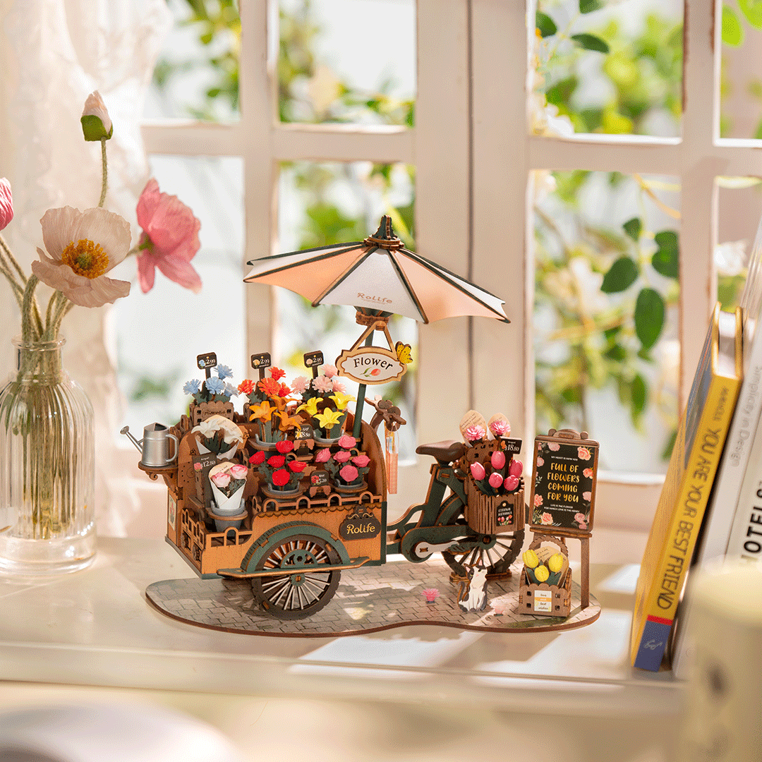 Rolife Blossom Cart – Ξύλινο 3D Puzzle Ανθοπωλείο με Καρότσι - Image 10