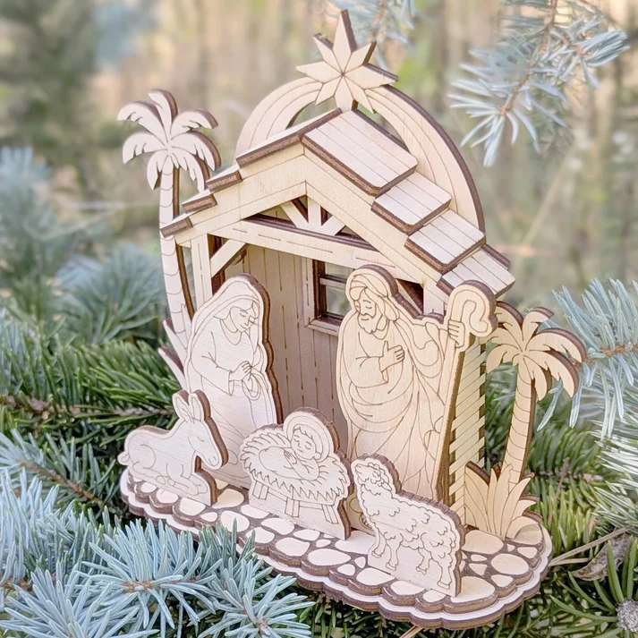 Twiglio Christmas Crib – Ξύλινο 3D Puzzle Χριστουγεννιάτικη Φάτνη με την Αγία Οικογένεια - Image 2