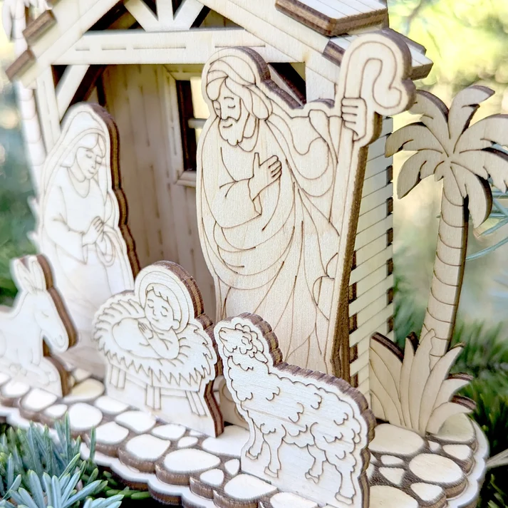 Twiglio Christmas Crib – Ξύλινο 3D Puzzle Χριστουγεννιάτικη Φάτνη με την Αγία Οικογένεια - Image 4